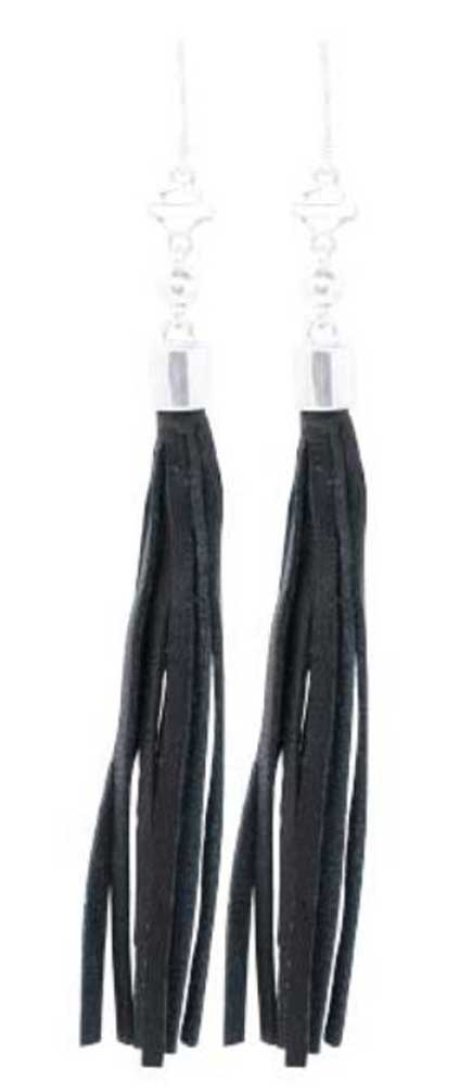 Harley-Davidson Women's Leather Tassel Dangle Earrings, Sterling Silver HDE0451 - Wisconsin Harley-Davidson
