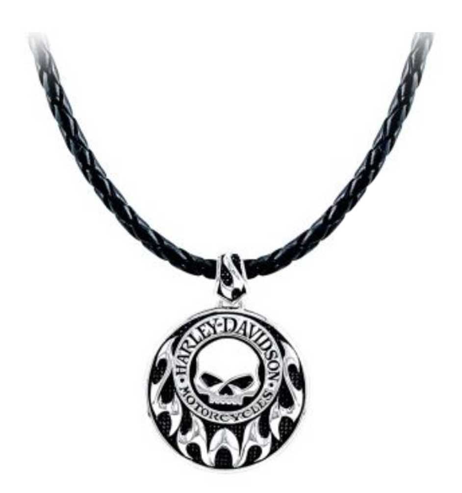 Harley-Davidson® Men's Willie G Skull Tribal Necklace w/ Leather