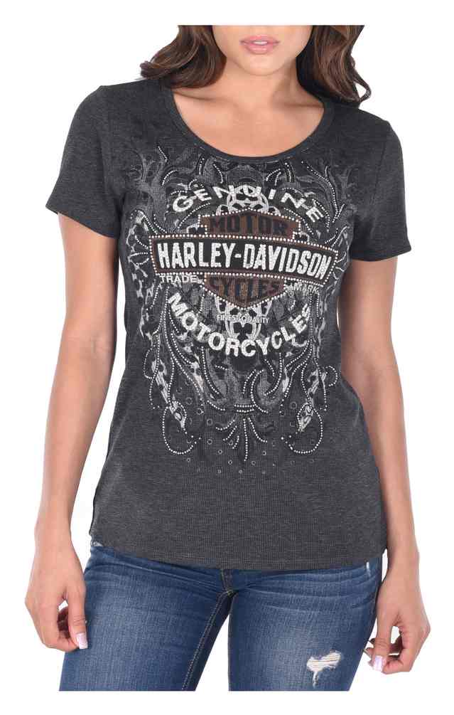 Harley-Davidson Women's The Last Ride Scoop Neck Short Sleeve Tee, Gray - Wisconsin Harley-Davidson
