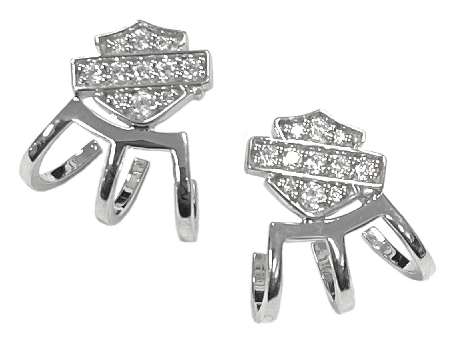 Harley-Davidson Women's Triple Hoop Ear Cuff Post Earrings, Silver HDE0446 - Wisconsin Harley-Davidson