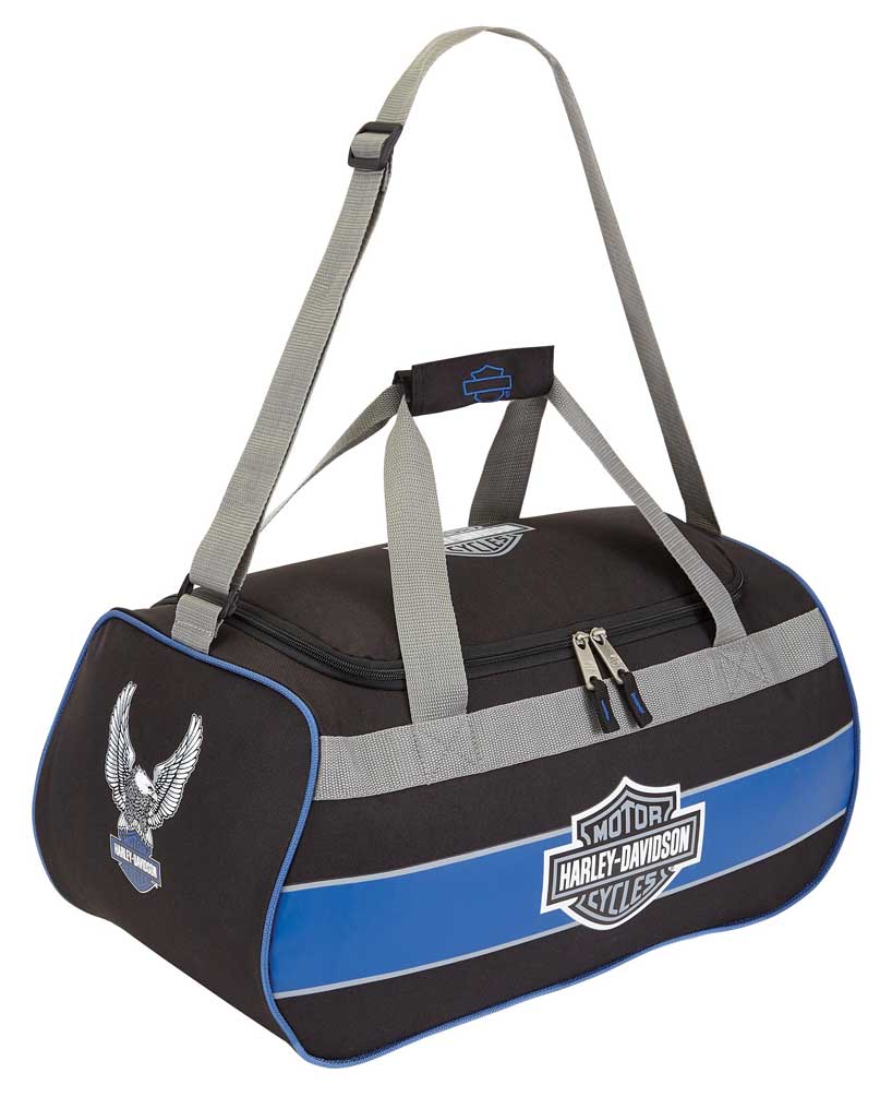 Harley-Davidson Bar & Shield Blue Trim Duffel Bag w/ Strap 99418 BLUETRIM - Wisconsin Harley-Davidson