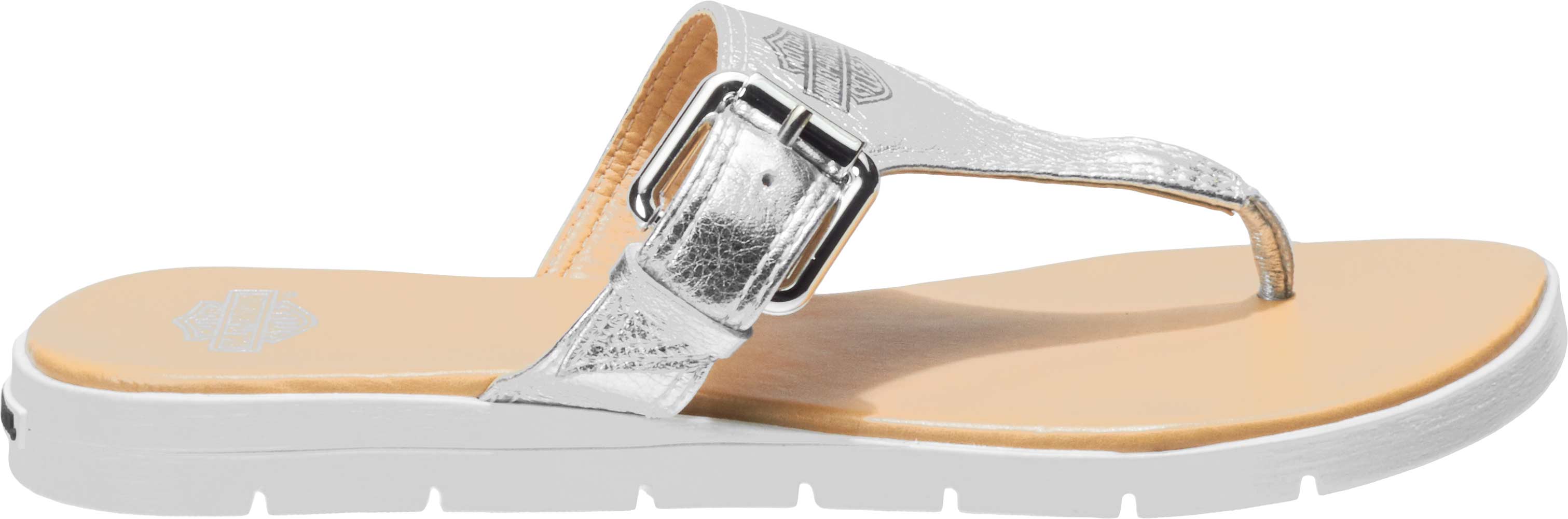 Harley-Davidson Women's Dewitt Adjustable Buckle Flat Sandals D84342 (Silver, 5) - Wisconsin Harley-Davidson