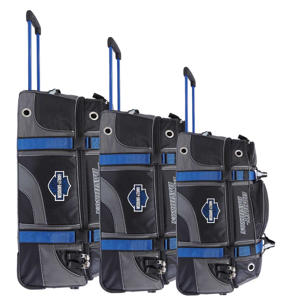 Harley-Davidson Blue & Black Wheeled Water-Resistant Lightweight Travel Luggage - Wisconsin Harley-Davidson