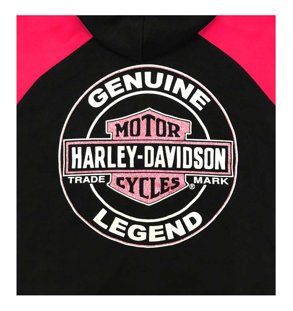 Harley-Davidson Free Shipping - Harley-Davidson Big Girls' Glittery B&S Knit Zippered Hoodie, Black & Pink - Free Shipping on many products plus Orders Over $99