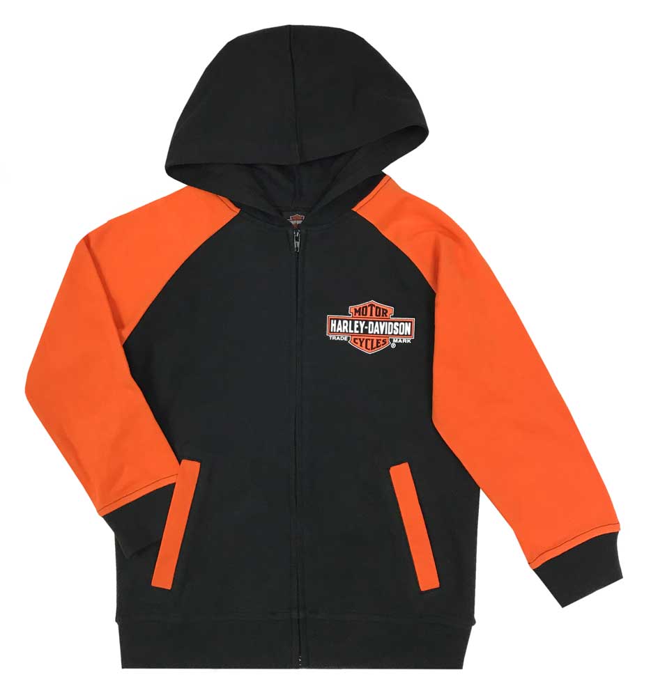 【HARLEY DAVIDSON】 ビッグロゴ フルジップパーカー S-2188 Harley-Davidson® Big Boys' Bar & Shield Knit Zippered Hoodie