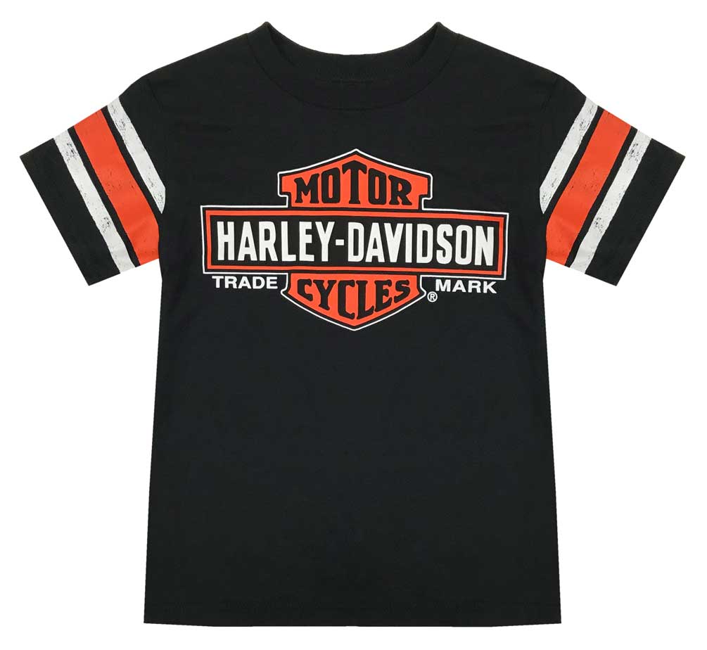 Harley-Davidson Little Boys' Interlock Distressed Short Sleeve Tee, Black - Wisconsin Harley-Davidson