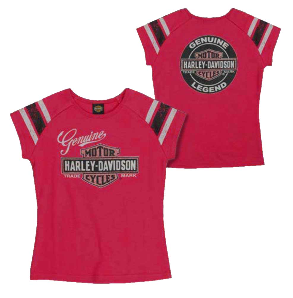 Harley-Davidson Free Shipping - Harley-Davidson Little Girls' Glitter Genuine Legend Short Sleeve Tee, Pink - Free Shipping on many products plus Orders Over $99