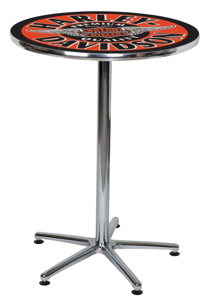 Harley-Davidson Winged Bar & Shield Round Cafe Table - Black & Orange HDL-12328 - Wisconsin Harley-Davidson