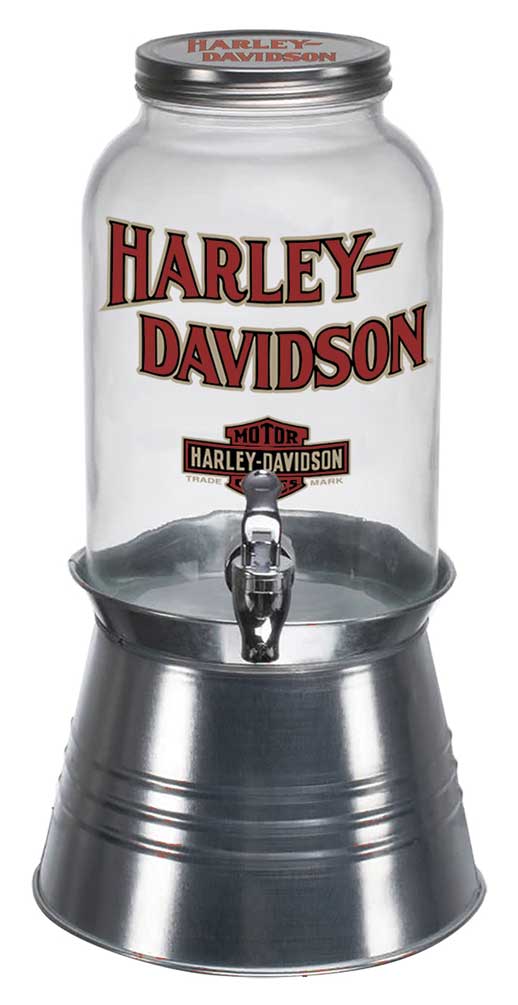 Harley-Davidson 8.5 quart Glass Beverage Dispenser w/ Metal Stand HDX-98502 - Wisconsin Harley-Davidson