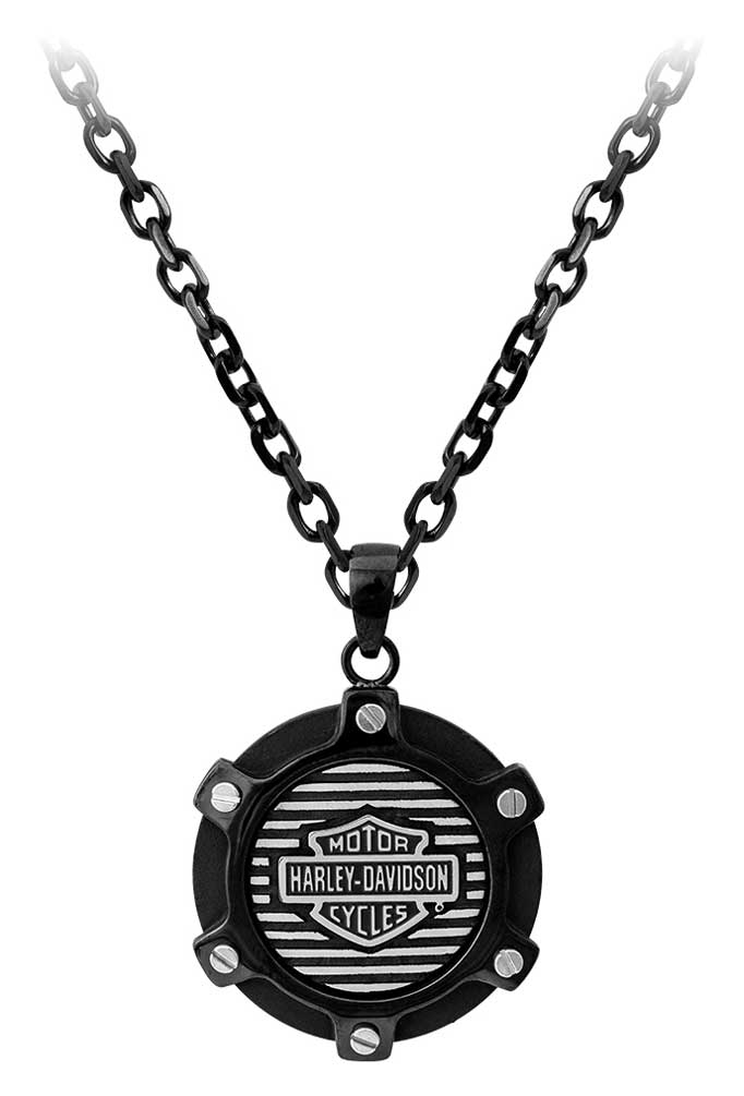 Harley-Davidson Men's Black Edge Bar & Shield Circle Chain Necklace HSN0053-22 - Wisconsin Harley-Davidson