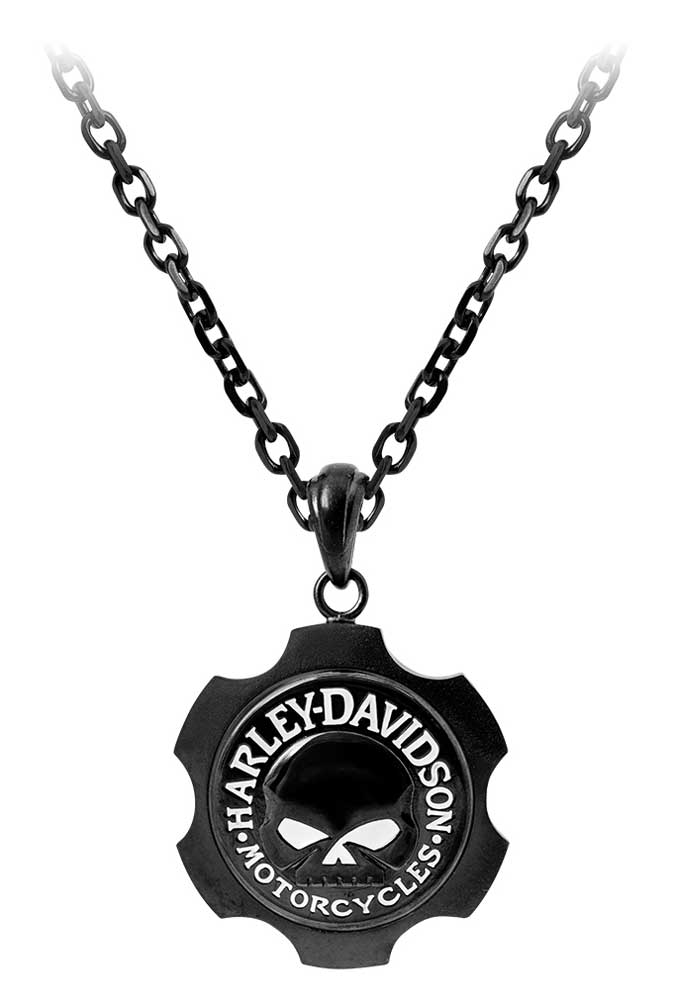 Harley-Davidson Men's Black Axel Willie G Skull Emblem Chain Necklace HSN0055-22 - Wisconsin Harley-Davidson