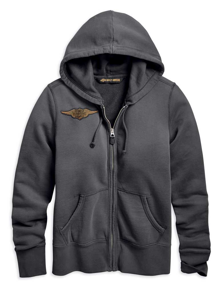 HarleyDavidson® Women's Double Layer Felt Letter ZipUp Hoodie, Black