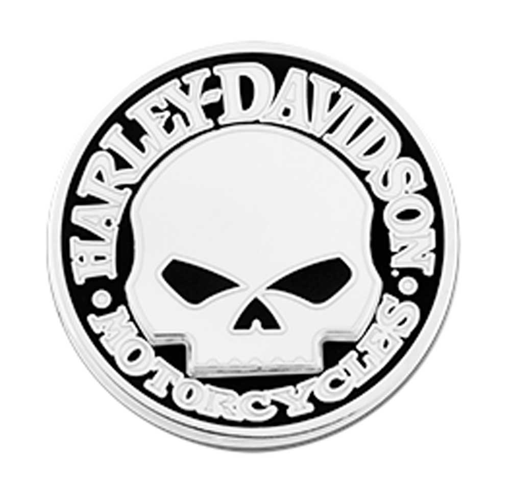 Harley-Davidson® 1.25 in. 2 Piece Willie G Skull Pin, Shiny Nickel