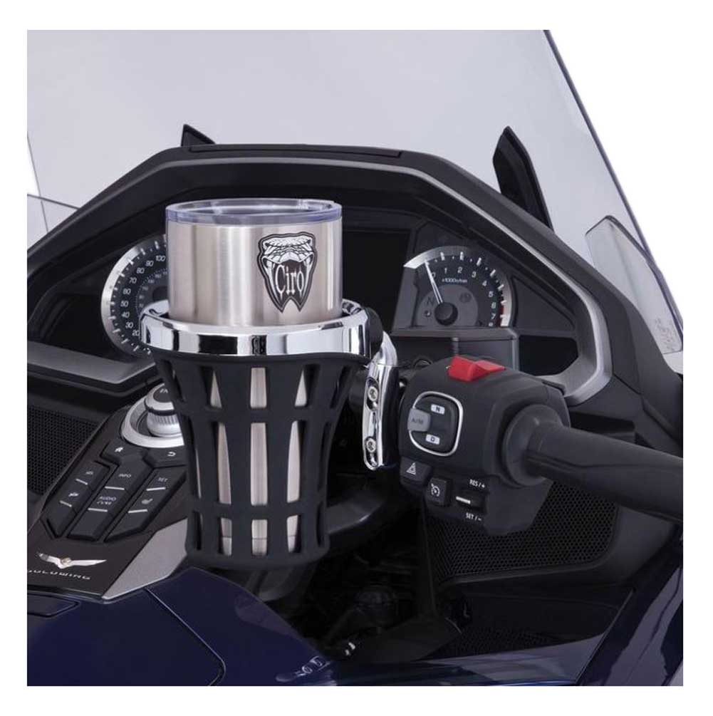 Ciro Goldstrike Big Ass Drink Holder w/ Right Side Accessory Mount, Chrome 58810 - No Hassle Returns at Wisconsin Harley