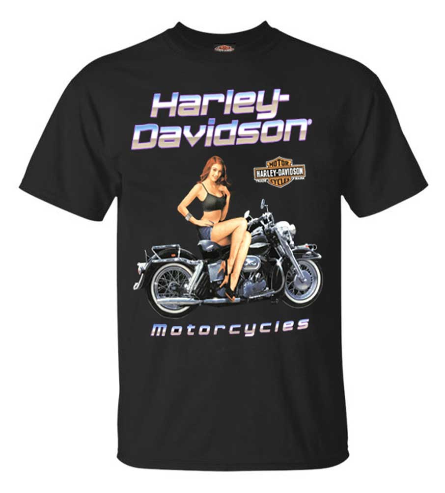 Harley-Davidson Men's Black Top Pin-Up Cotton Short Sleeve T-Shirt - Black - Wisconsin Harley-Davidson
