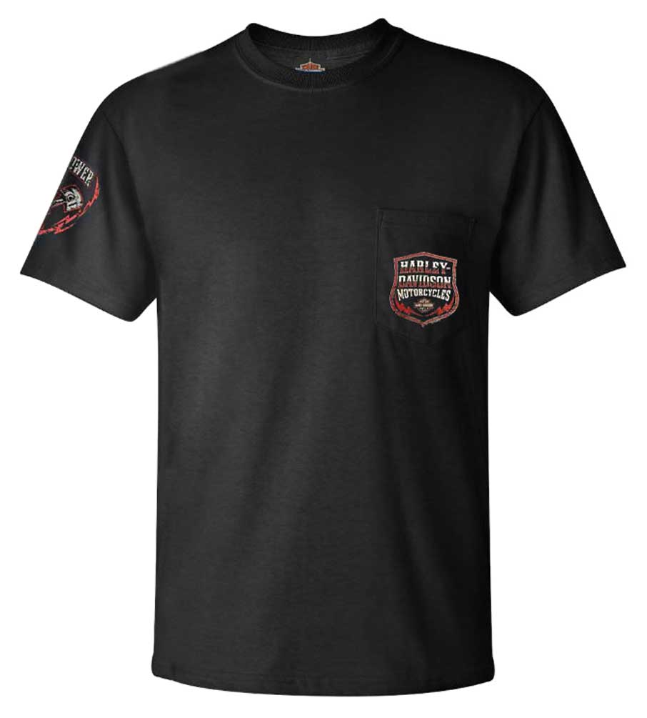 Harley-Davidson Men's Electrifying Chest Pocket Short Sleeve T-Shirt - Black - Wisconsin Harley-Davidson