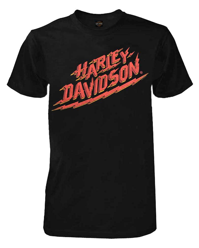 Harley-Davidson Men's Lightning Strikes Crew Short Sleeve T-Shirt - Black - Wisconsin Harley-Davidson
