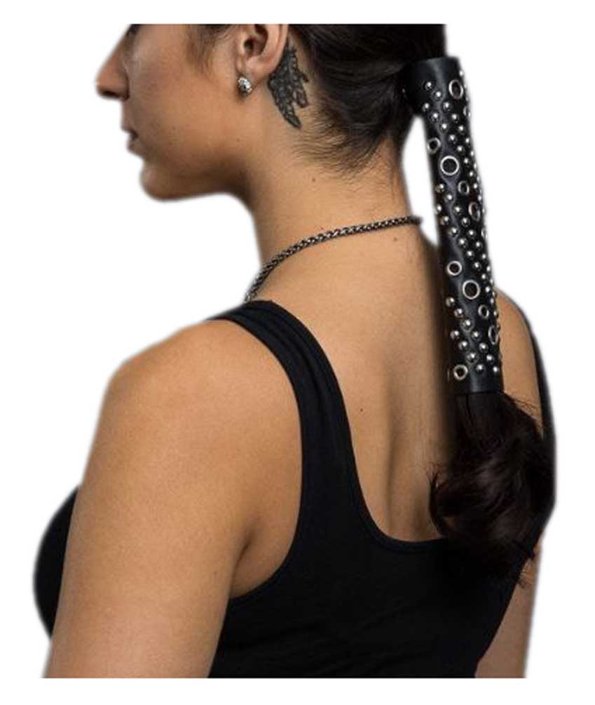 Hair Gloves Women's Leather Hair Wrap With Metal Eyelets & Rivets, 8 in. 31837 - No Hassle Returns at Wisconsin Harley