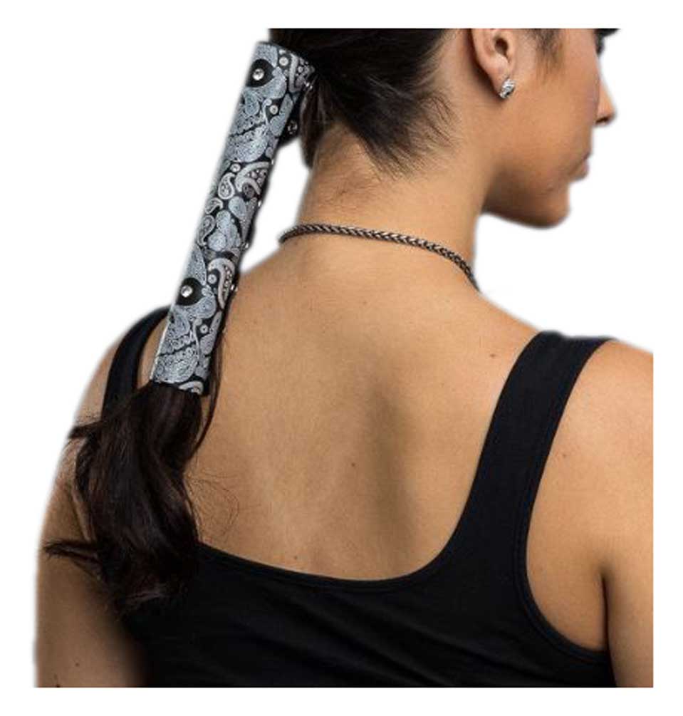 Hair Gloves Women's Leather Hair Wrap Paisley Skull With Rhinestones 31834 - No Hassle Returns at Wisconsin Harley