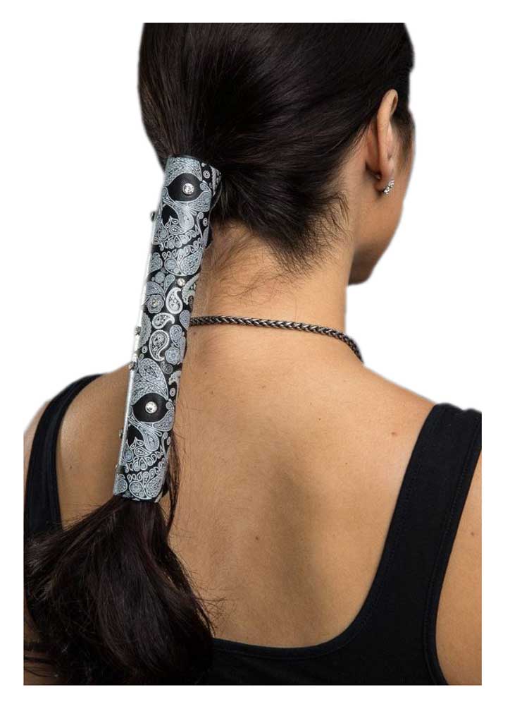 Hair Gloves Women's Leather Hair Wrap Paisley Skull With Rhinestones 31834 - Wisconsin Harley-Davidson