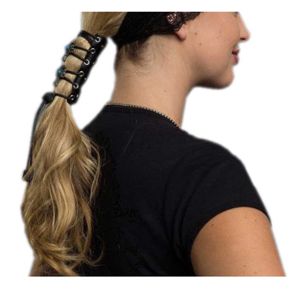 Hair Gloves Women's Leather Hair Wrap With Vintage Cross & Laces, 4 in. 31452 - No Hassle Returns at Wisconsin Harley