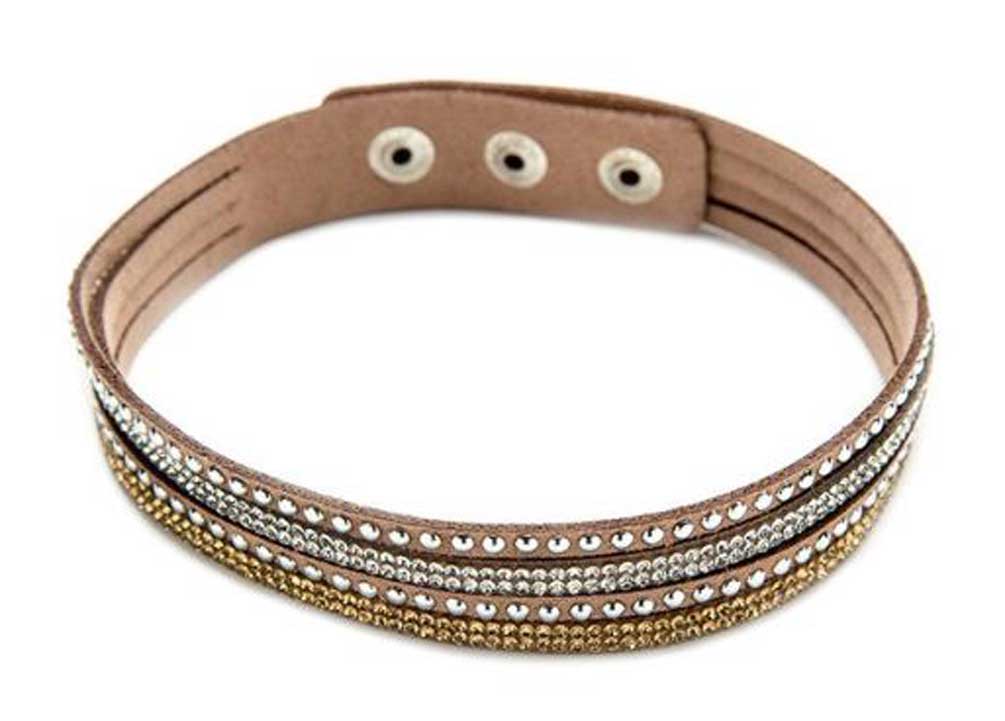 Harley-Davidson Free Shipping - Women's Silver Studded with Bling Embellishment Brown Faux Suede Bracelet 84067 - Free Shipping on many products plus Orders Over $99