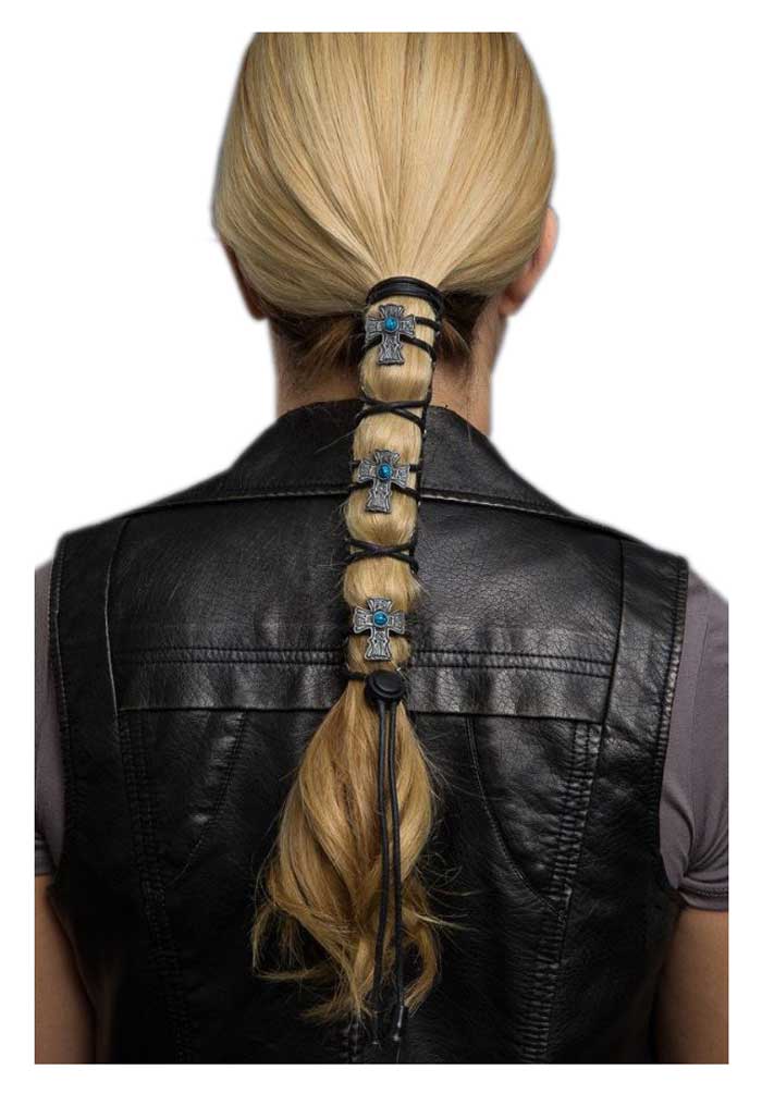 Harley-Davidson Free Shipping - Hair Gloves Women's Leather Hair Wrap With Vintage Cross & Laces, 8 in. 31852 - Free Shipping on many products plus Orders Over $99