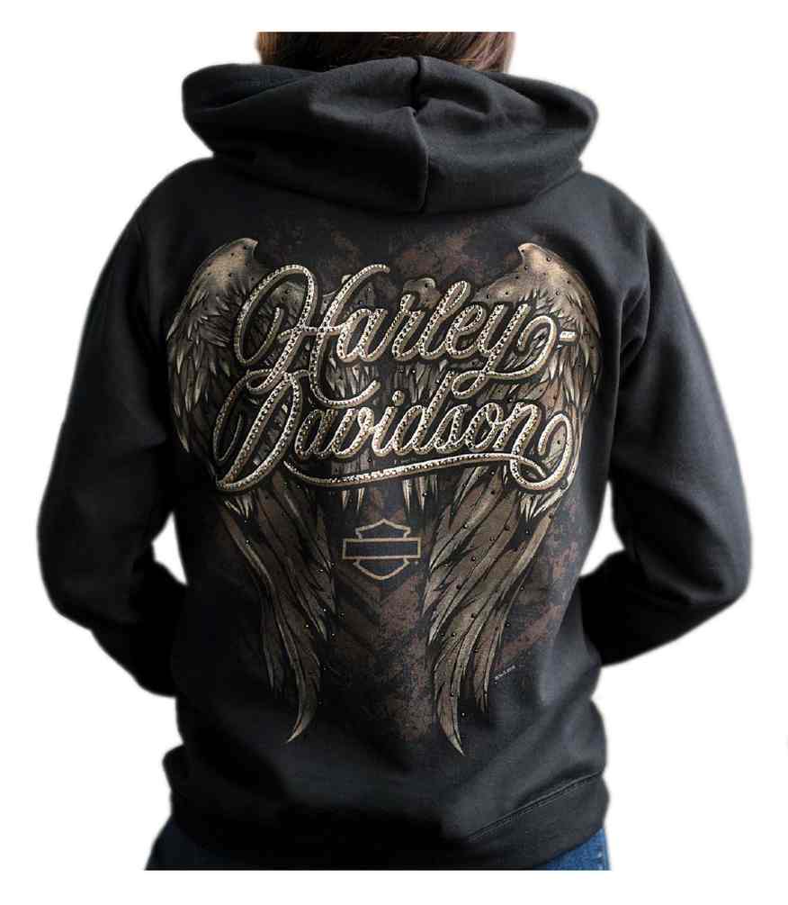 Harley-Davidson Free Shipping - Harley-Davidson Women's Angelic Embellished Wings Zip-Up Hoodie - Black - Free Shipping on many products plus Orders Over $99