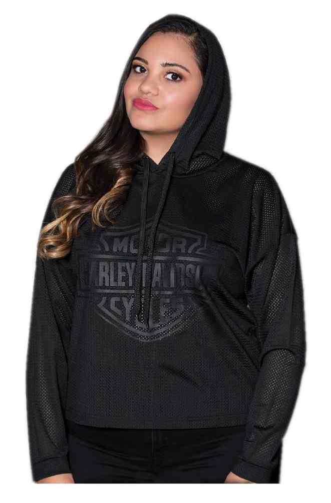 Harley-Davidson Women's Bar & Shield Cool Air Breathable Mesh Hoodie - Black - Wisconsin Harley-Davidson
