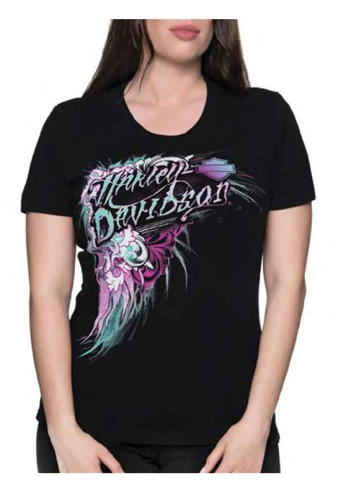 Harley-Davidson Women's Floral Victory Short Sleeve Crew Neck Tee - Black - Wisconsin Harley-Davidson