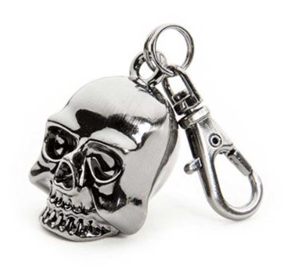 Unisex 3D Chrome Skull Head Lobster Claw Clasp Zipper Pull, Silver