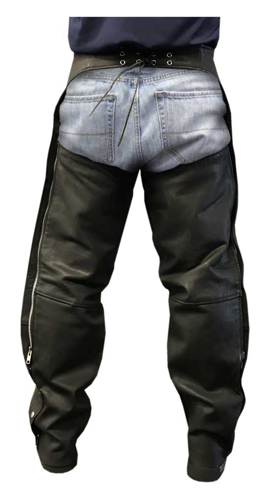 Redline Men's Classic Premium Cowhide Leather Motorcycle Chaps