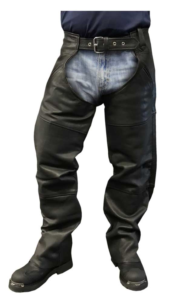 Mens Black Casual Tailored Motorcycle Biker Leather Pants With