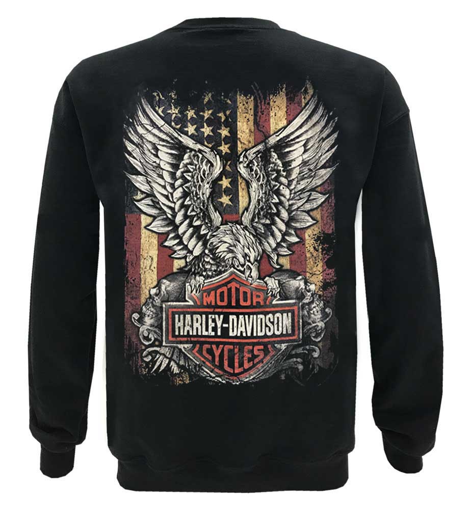 Harley-Davidson Free Shipping - Harley-Davidson Men's Custom Freedom Fleece Pullover Crew Sweatshirt - Black - Free Shipping on many products plus Orders Over $99