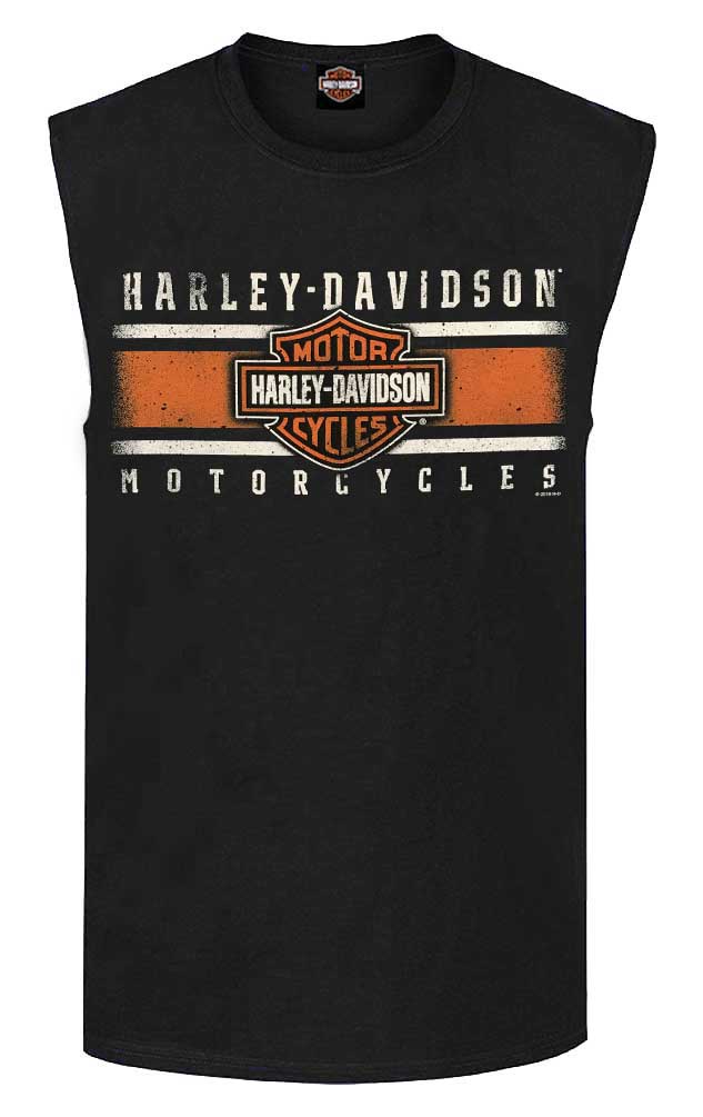 Harley-Davidson Men's Custom Iconic Sleeveless Crew Neck Muscle Shirt - Black - Wisconsin Harley-Davidson