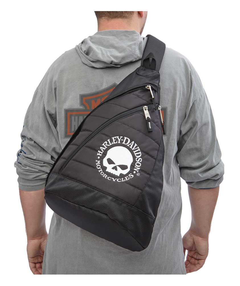 Harley-Davidson Willie G Skull Quilted Travel Large Sling Backpack 90820-WILLIEG - No Hassle Returns at Wisconsin Harley