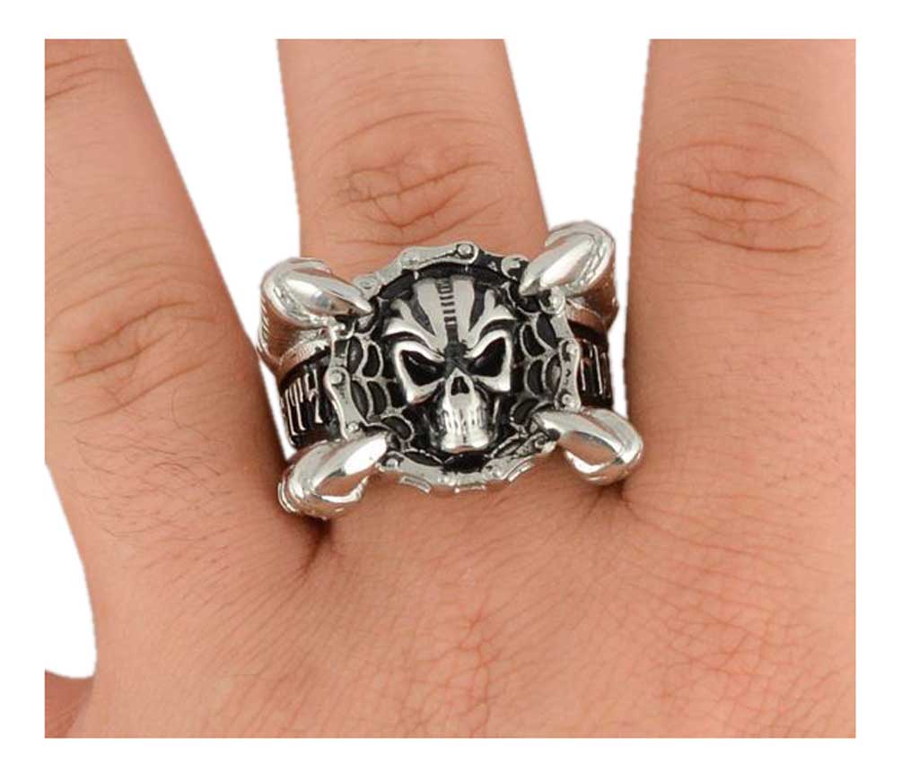 Biker Chain Jewelry Men's Claw & Skull Bike Chain Ring - Stainless Steel SK1775 - No Hassle Returns at Wisconsin Harley