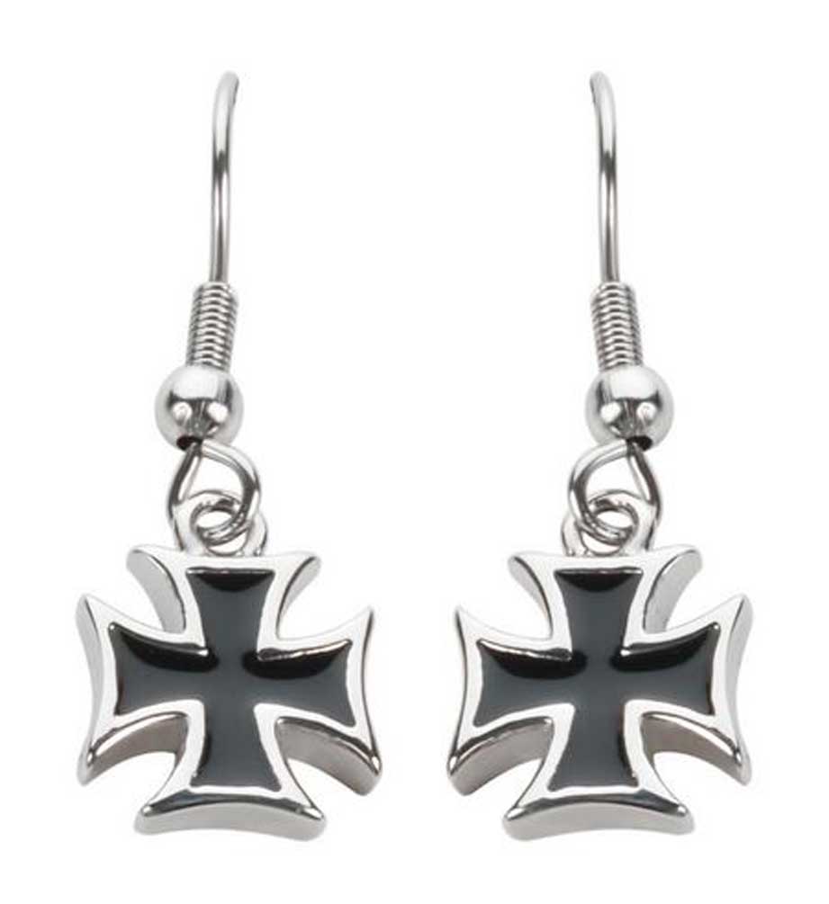 Biker Jewelry Women's Iron Cross French Wire Earrings