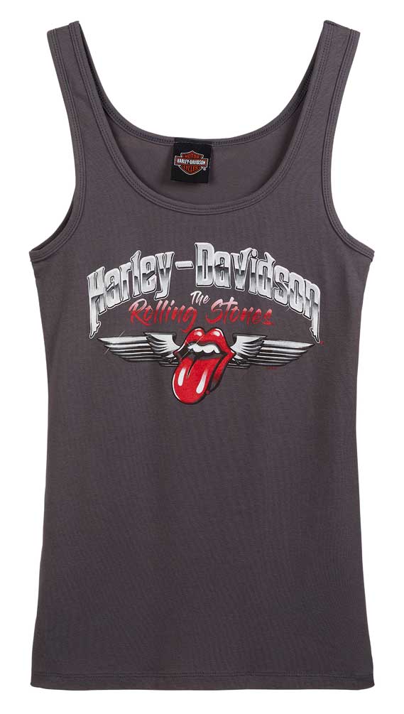Harley-Davidson Women's Rolling Stones Chrome Wings Sleeveless Tank Top - Gray - Wisconsin Harley-Davidson