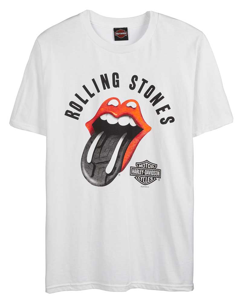 Harley-Davidson Men's Rolling Stones Tire Tread Short Sleeve Crew Tee - White - Wisconsin Harley-Davidson