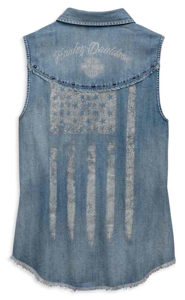 harley davidson sleeveless denim shirt