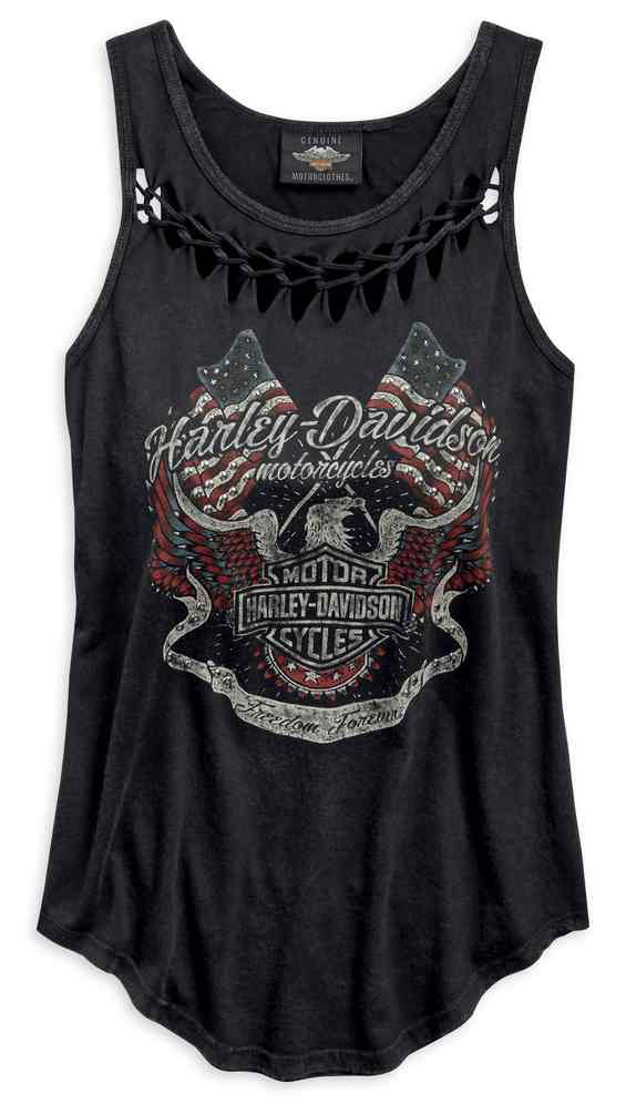 Harley Davidson Women S Flag Fashion Braided Neck Tank Top Black
