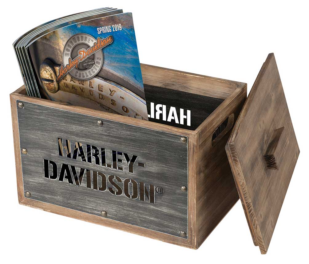 Harley-Davidson Free Shipping - Harley-Davidson Wooden Storage Box w/ Lid - Stainless Steel Laser Cut HDL-18587 - Free Shipping on many products plus Orders Over $99