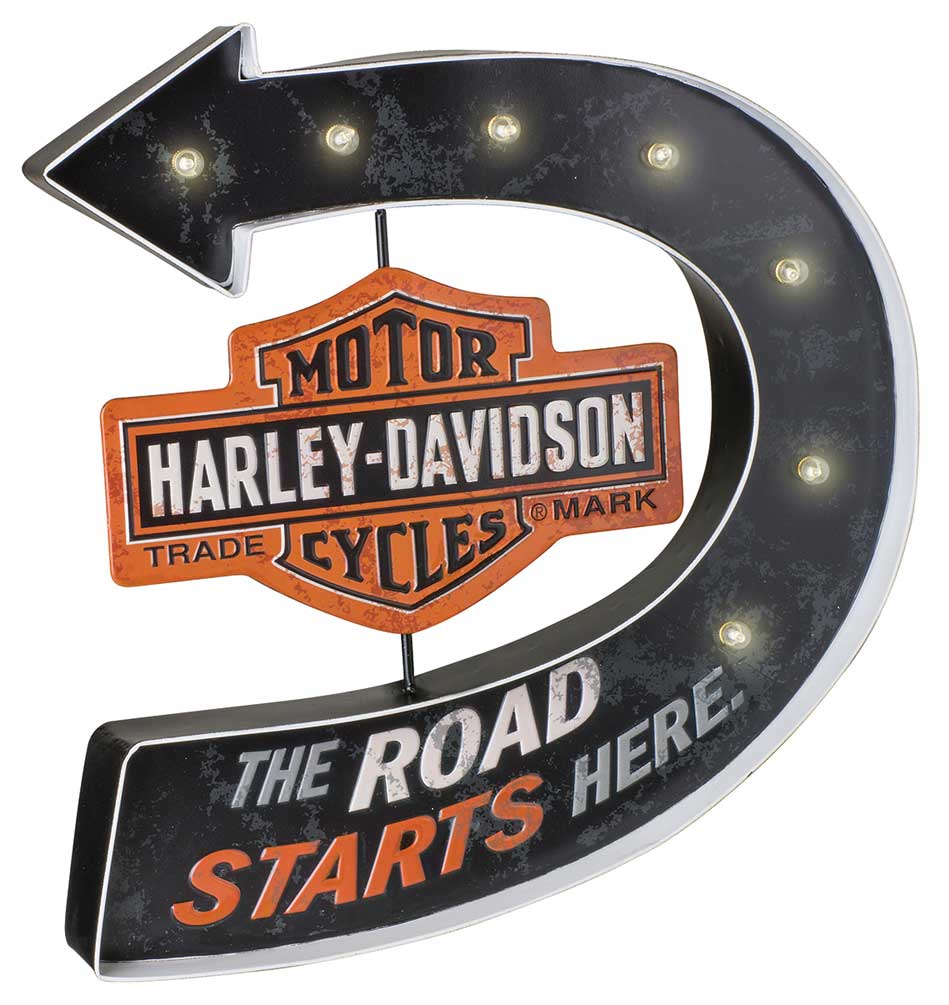 Harley-Davidson Road Starts Here Bar & Shield Marquee Metal Pub Sign HDL-15519 - Wisconsin Harley-Davidson