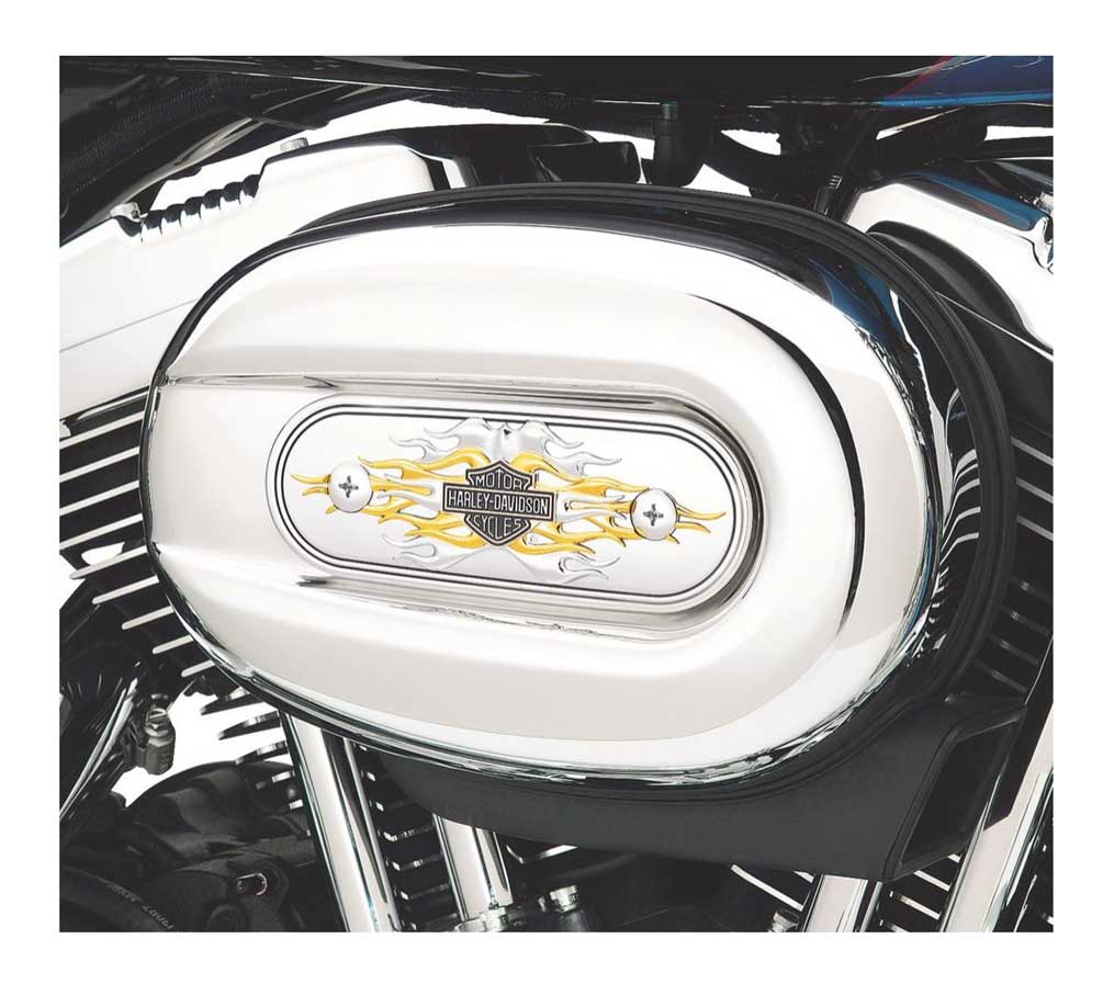 Harley-Davidson Free Shipping - Harley-Davidson Flames Gold & Chrome Air Cleaner Trim, Fits XL Models 29824-04 - Free Shipping on many products plus Orders Over $99