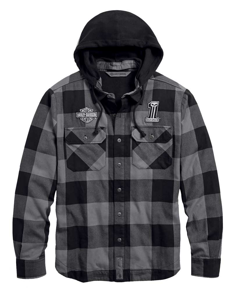 Harley-Davidson Men's Lined Hooded Plaid Slim Fit Shirt Jacket 99007-20VM - Wisconsin Harley-Davidson