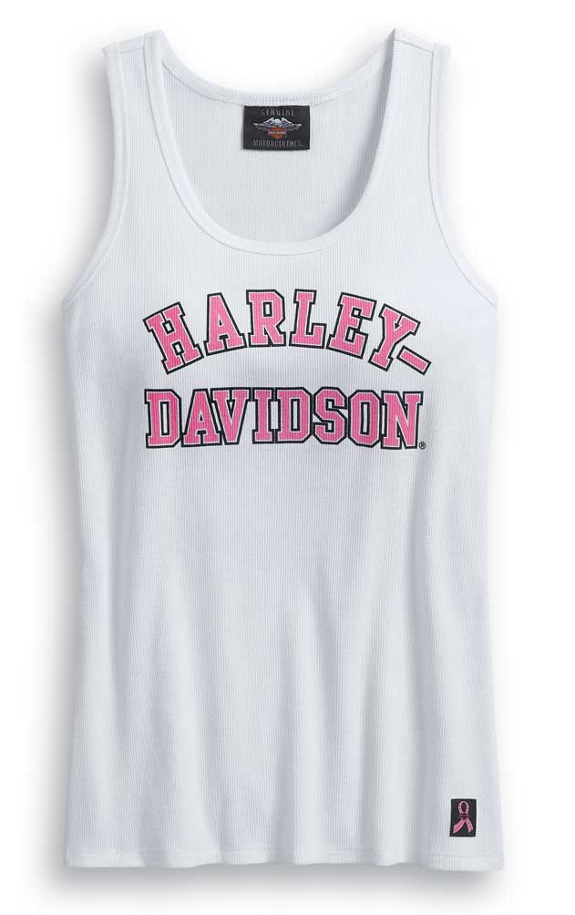 Harley-Davidson Womens Pink Label Rib-Knit Sleeveless Tank Top, White 99057-20VW - Wisconsin Harley-Davidson