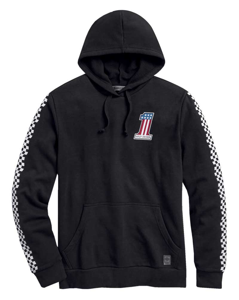 Harley-Davidson Men's Checkered Pullover Slim Fit Hoodie - Black 99031-20VM - Wisconsin Harley-Davidson