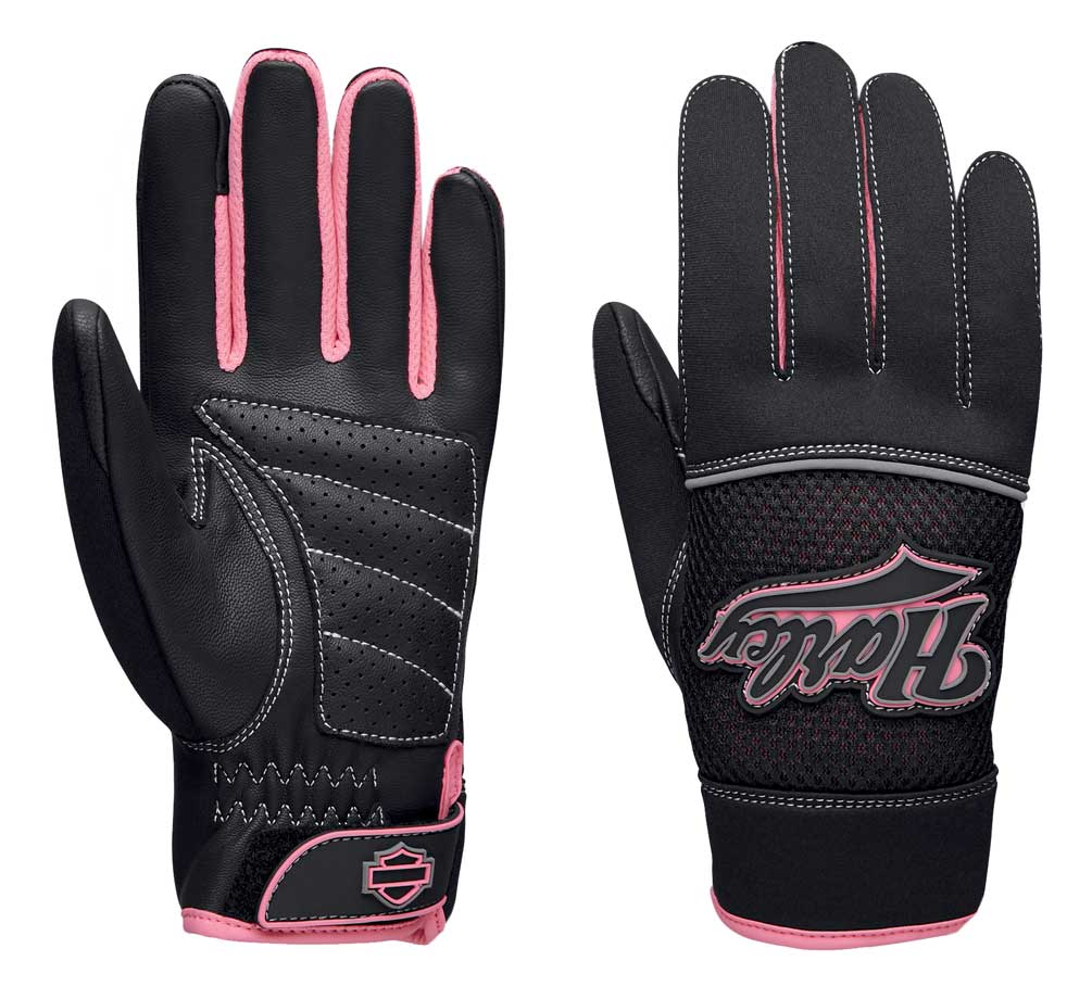 Harley-Davidson Women's Pink Label Mixed Media Full-Finger Gloves 98131-20VW - Wisconsin Harley-Davidson