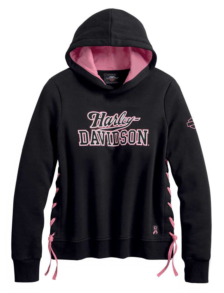 Harley-Davidson Women's Pink Label Side-Laced Pullover Hoodie - Black 99066-20VW - Wisconsin Harley-Davidson